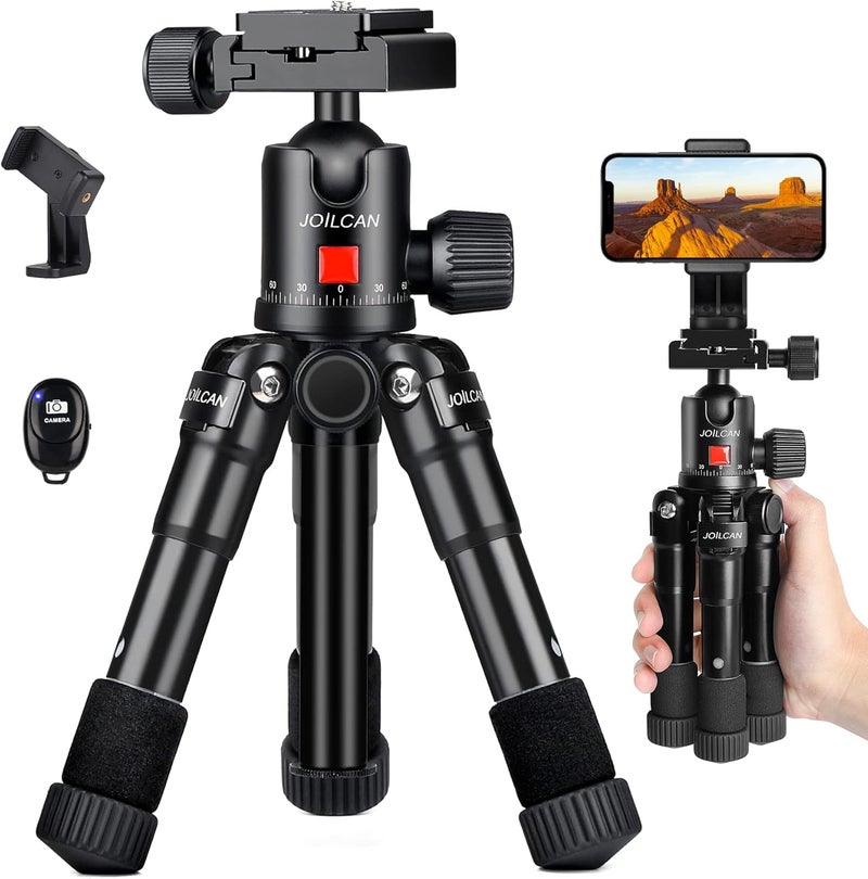 JOILCAN Mini Tripod for Camera, 21" Aluminum Desktop Tripod with 360° Ball Head, Portable Travel Tripods for DSLR Phone Projector, Load up to 15lb - Image 1